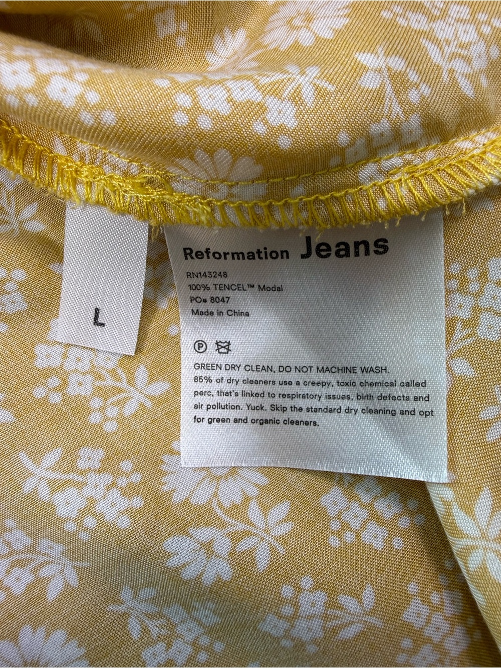 Reformation Maison Floral Print Convertible Neck Minidress Yellow Size Large - Picture 8 of 10